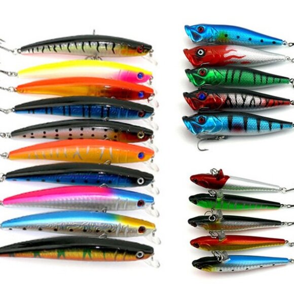 Lot of 20 PCS Fishing Lures Baits,Fish Hooks Tackles - Picture 2 of 3